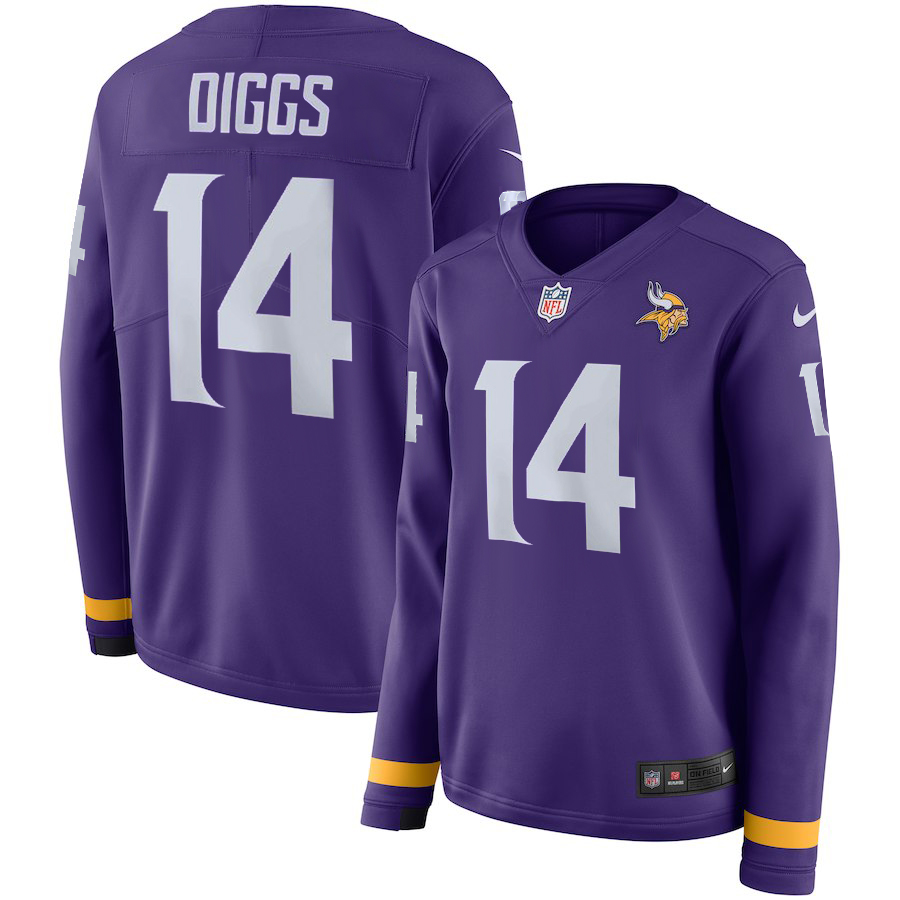 Women Minnesota Vikings #14 Giggs purple  Limited NFL Nike Therma Long Sleeve Jersey->women nfl jersey->Women Jersey